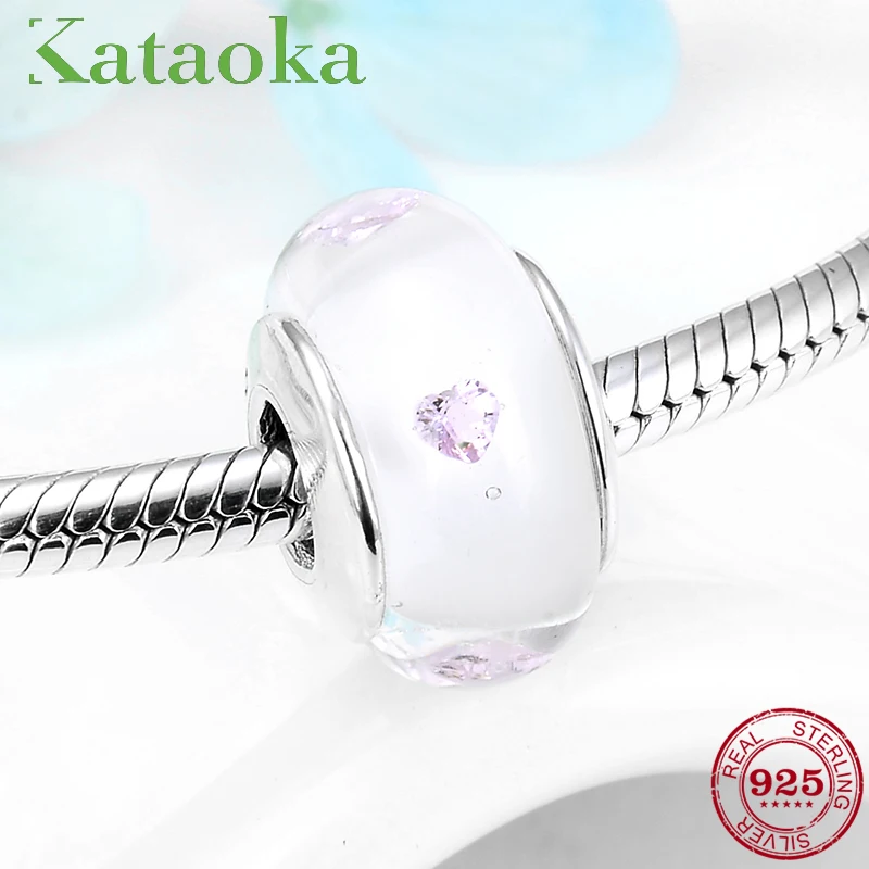 2019 модные стеклянные бусины мунаро из стерлингового серебра 925 пробы с розовым