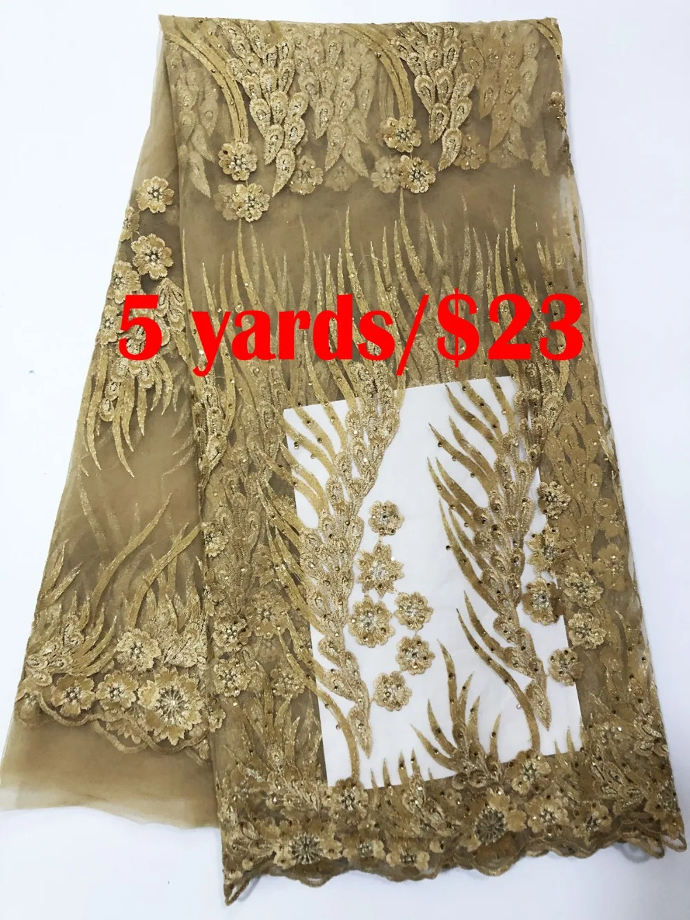 

High Quality African French Net Lace Fabric Embroidered Nigerian Lace Fabric 5 Yards Guipure Cord Lace Applique AC88