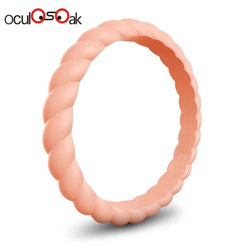 Hot Fashion 3mm Thin Braided Silicone Ring For Women Wedding Rings Sports Hypoallergenic Crossfit Flexible Rubber Finger Ring