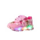 Детская обувь Disney холодное сердце принцесса Аиша для девочек мигающие светодиодные фонарики удобные дышащие кроссовки на липучке для детей От 3 до 12 лет