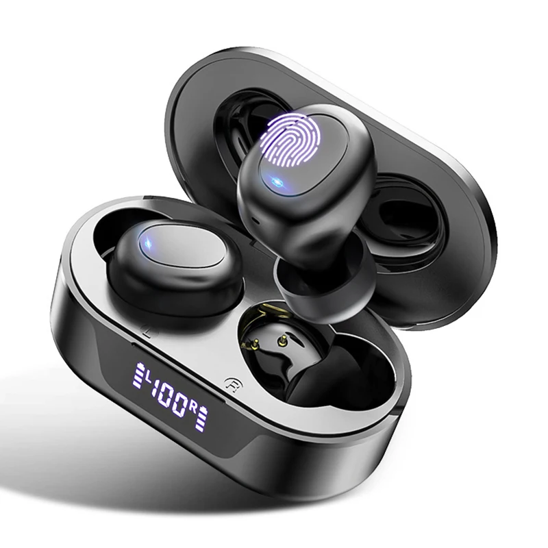 

Bluetooth 5.0 Wireless Headset In-Ear Stereo Sports Waterproof Mini Earphone with Microphone Game Touch LED Display HD KOEX TW16