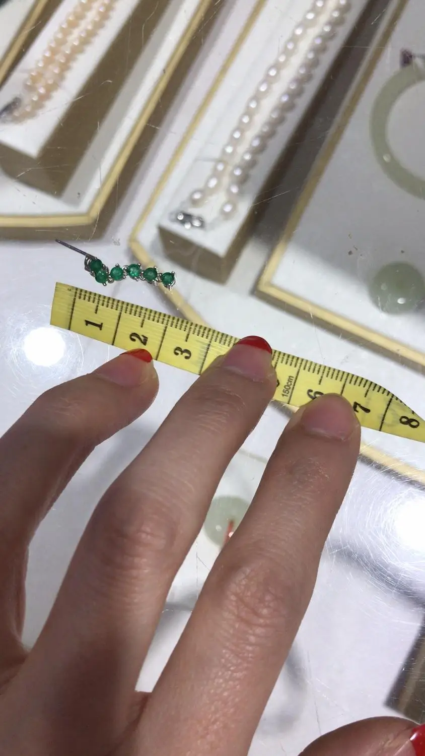 

fashion Tassels long natural green Emerald Ear line Natural gemstone drop earrings S925 silver woman girl party gift jewelry