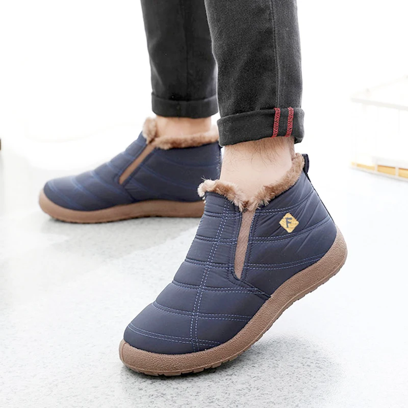 Upupper/мужские зимние ботинки модные водонепроницаемые без шнуровки с плюшевой