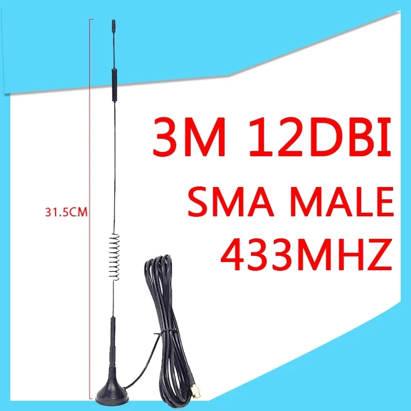 

12dbi 5dbi 433Mhz Antenna lora 433 MHz antena SMA Male Connector Magnetic base IOT Ham Radio Signal Booster Wireless Repeater