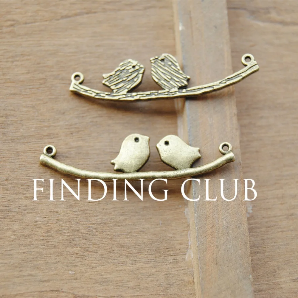 Бронзовый соединитель для подвесок птиц на ветке 30 шт. металлический браслет