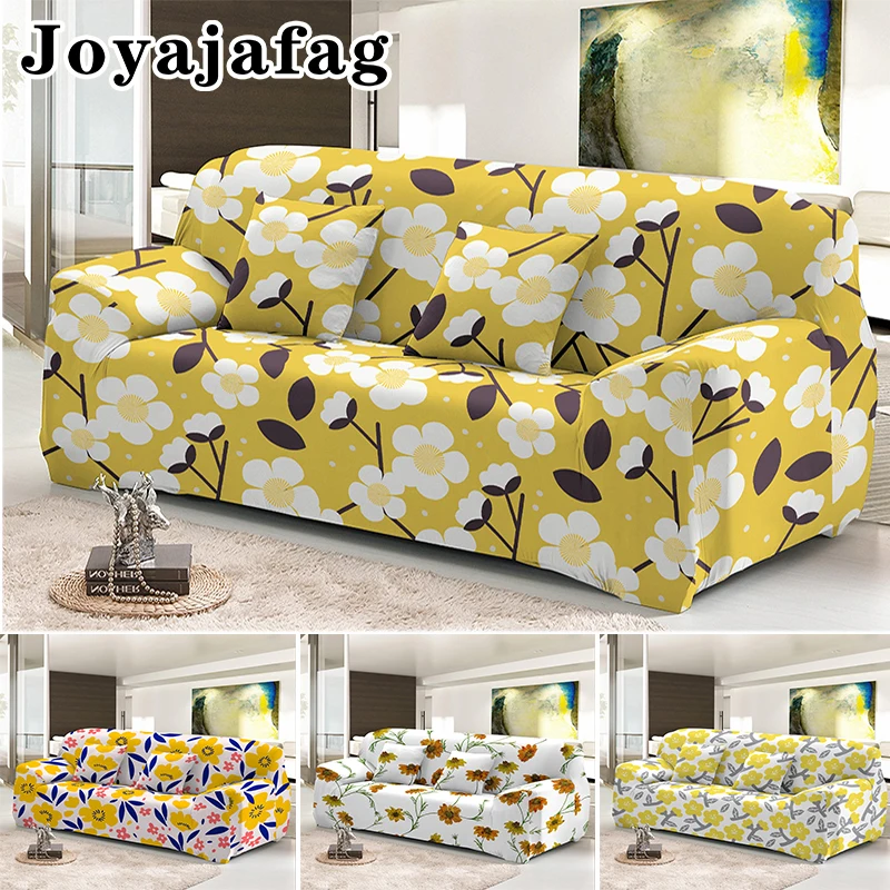 

Beautiful Yellow Flowers Elastic Sofa Covers Corner Couch Cover For Living Room All-cover L Shape Slipcovers Washable Drop Ship