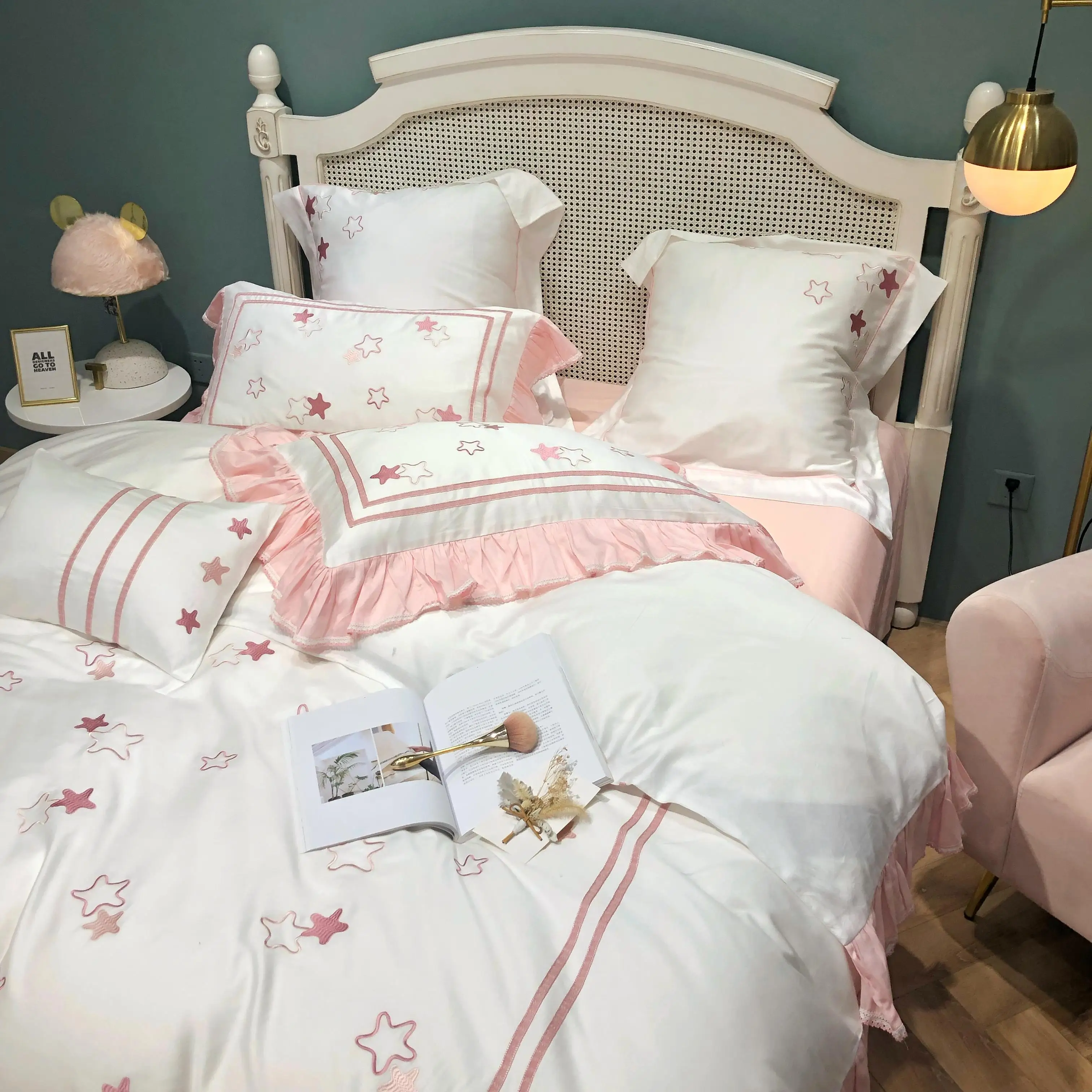 43 роскошные а ля 60ые Хлопковых Носков со звездами вышивка Постельное белье