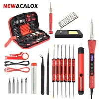 newacalox 60w digital lcd electric soldering iron kit euus adjustable temperature welding rework station desoldering pump set