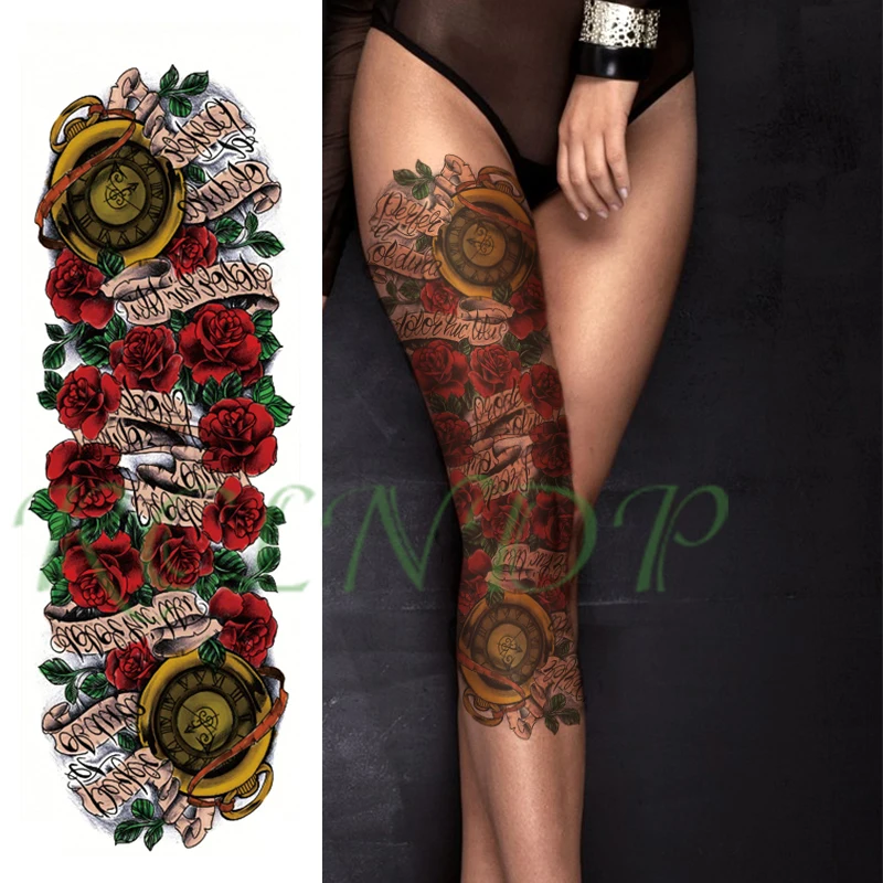 Waterproof Temporary Tattoo Sticker carp fish flower full arm fake tatto flash tatoo sleeve large size for girl men women lady - Цвет: Прозрачный