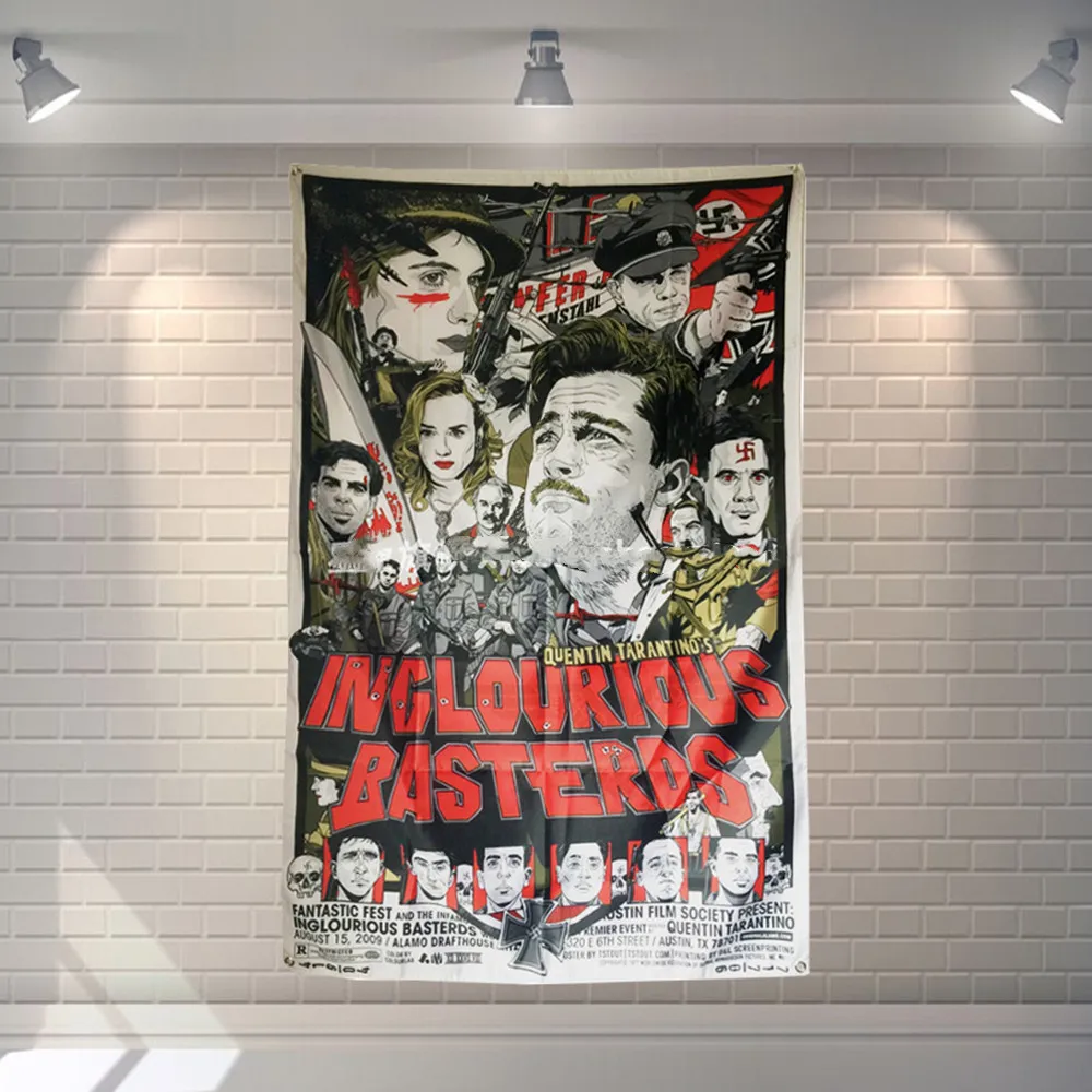 

Inglourious Basterds Vintage Movie Poster Wall Hanging Cloth Mural Nostalgic Decorative Banner Flag Canvas Painting Wall Sticker