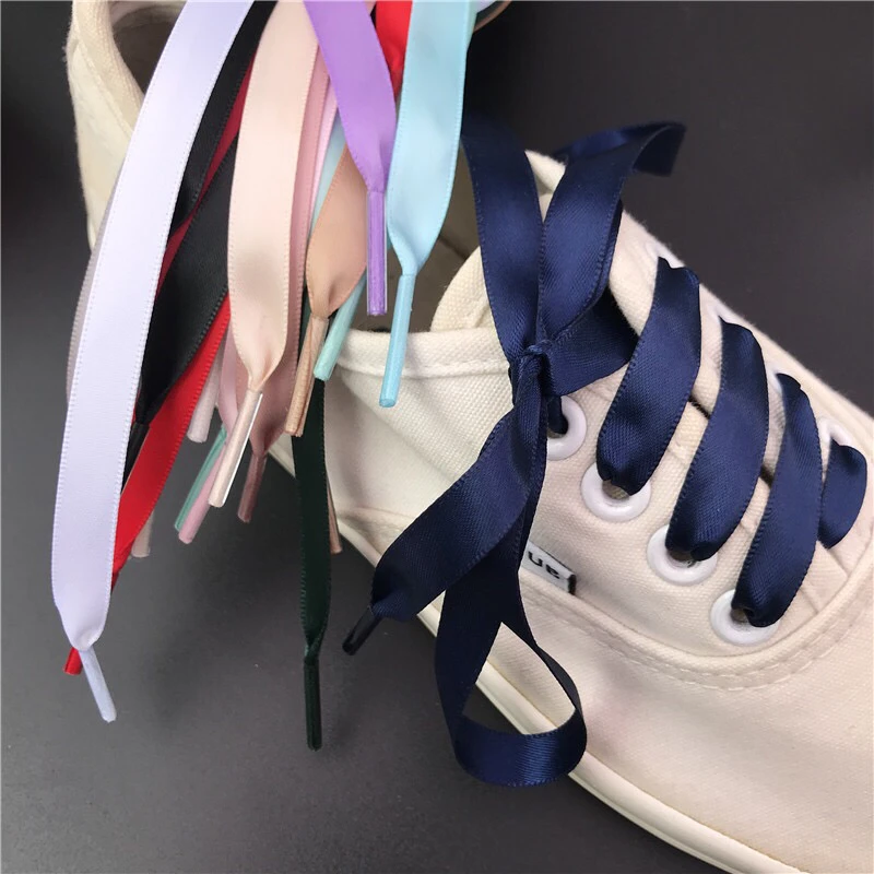 

1 Pair Silk Shoelaces for Sneakers 1cm Width Flat Laces 15 Colors Women Laces for Shoes 80cm 100cm 120cm 150cm Shoestrings