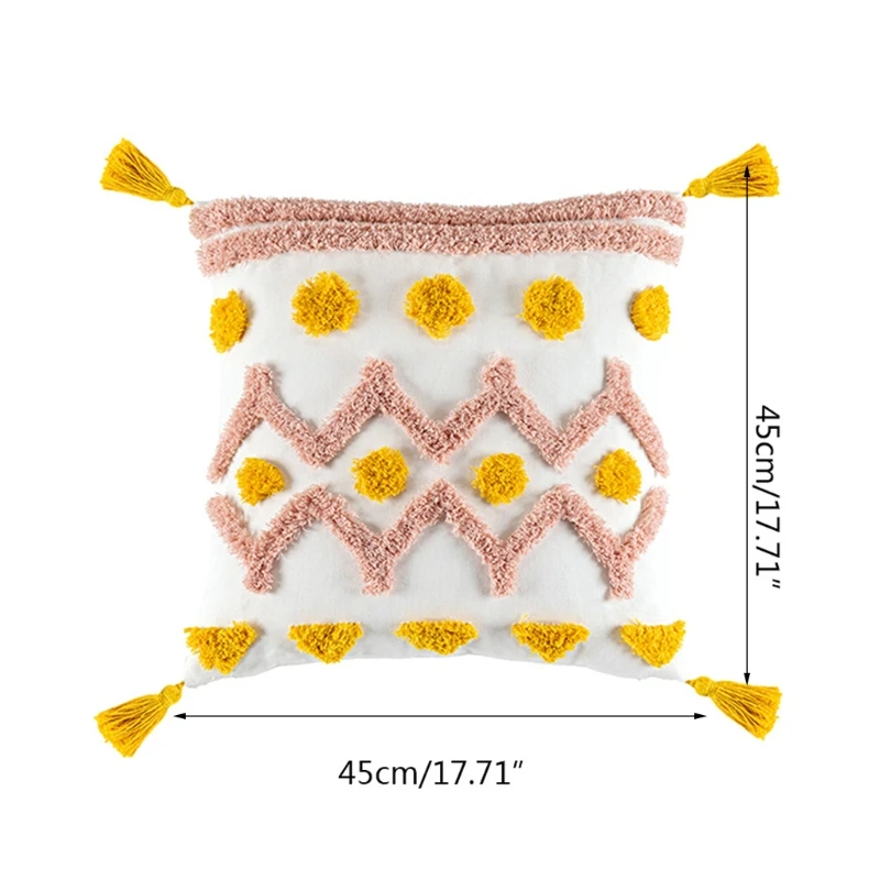 

Morocco Boho Decorative Pillow Cover Comfy Tufted Cushion Case Geometric Pattern Farmhouse Pillowcase for Couch Bedroom Car K0AA