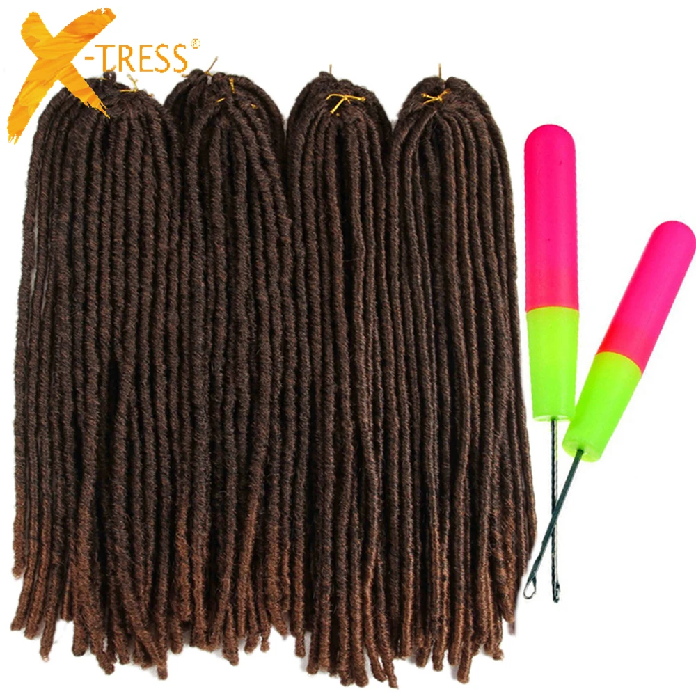 X-TRESS 18-26 дюймов мягкие дреды вязаные крючком косички Jumbo Dread прическа Ombre цвет синтетический искусственный Locs плетение волос