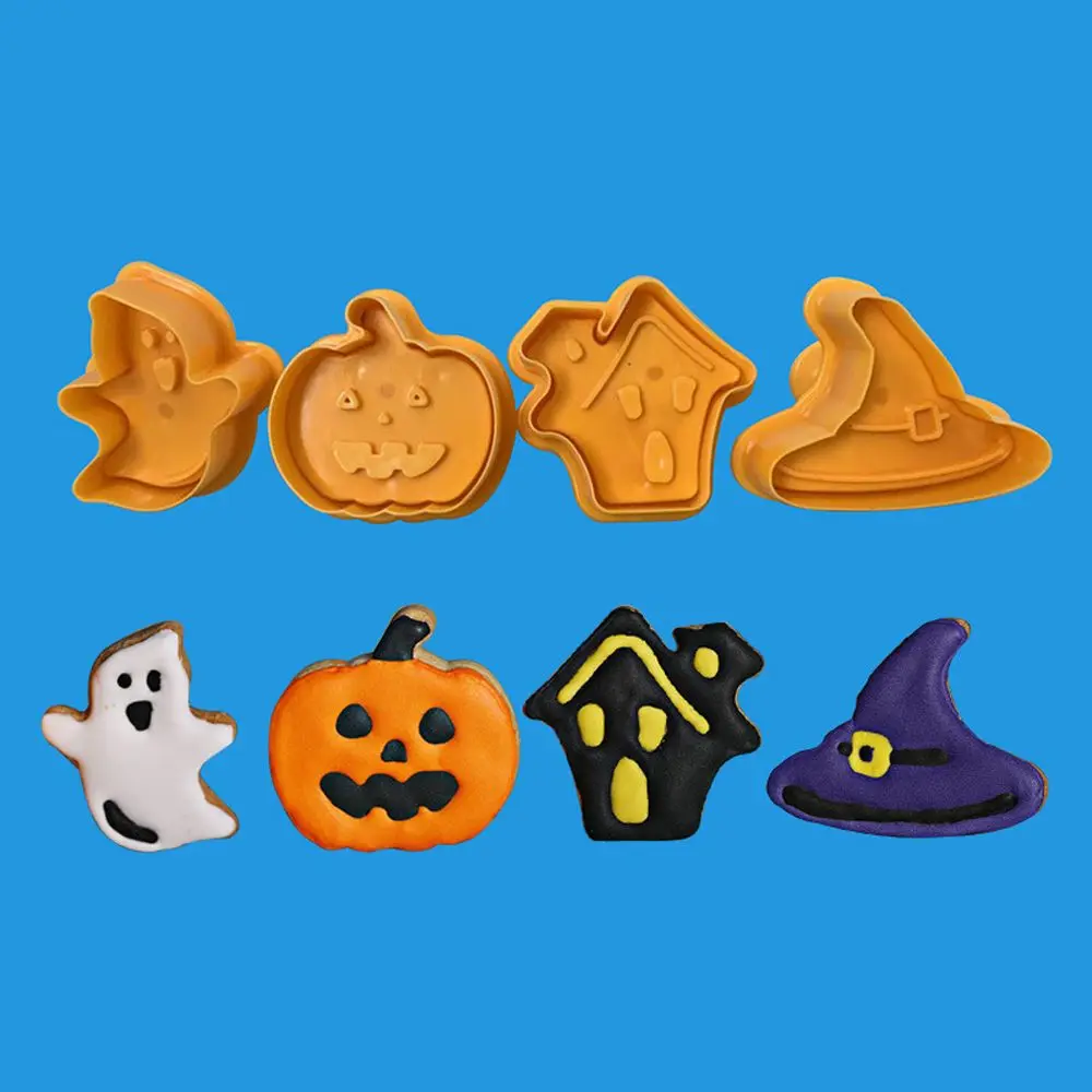 4 шт. пластиковые печенье Тыква призрак Торт Плесень Резак для печенья формы