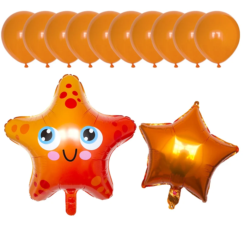12pc Fish Foil Balloons Birthday Party Shark octopus Clown crab Air Balaos Sea starfish Animal Theme Decor | Дом и сад