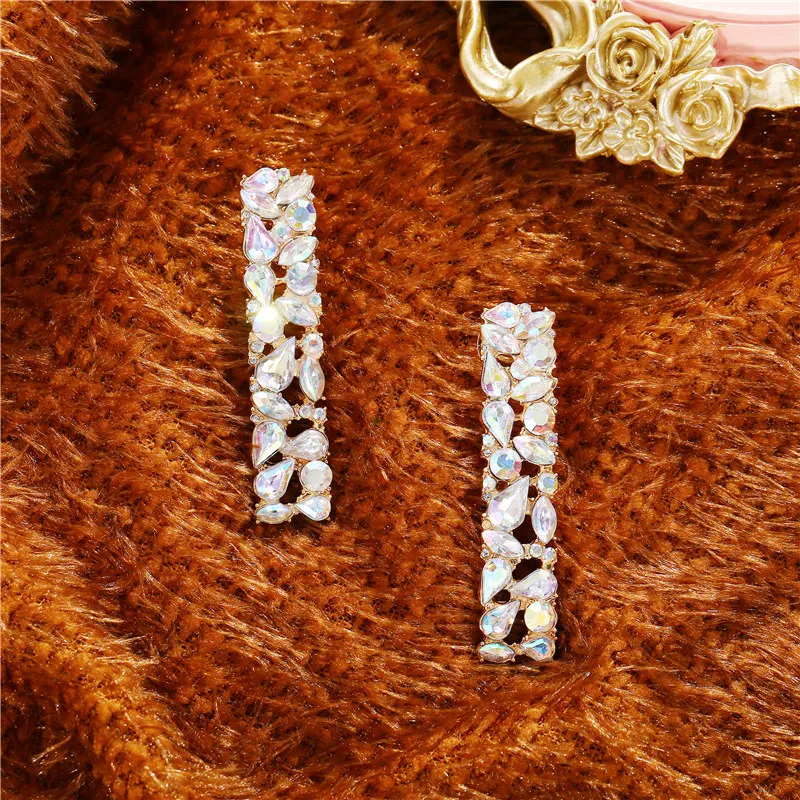 IF ME Temperament Crystal Drop Dangle Earrings For Women Dazzling Geometric Rectangle Statement Earring Fashion 2019 Jewelry | Украшения и
