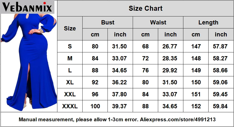 

Women's sexy evening dress long dress off shoulder split long sleeve cotton ladies skirt high slit dress