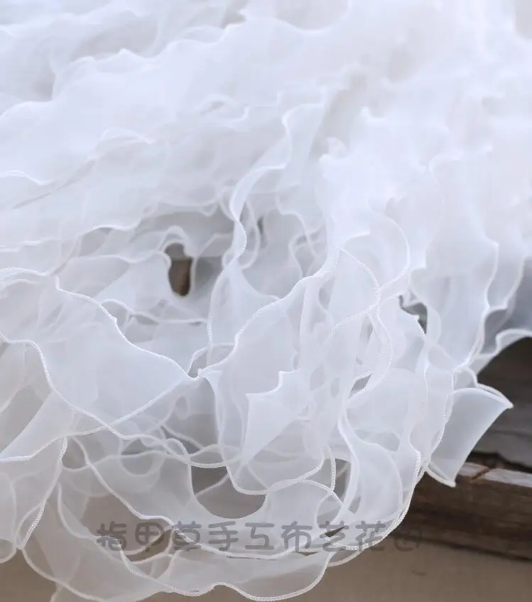 3 метра 5 см розовая бордовая вышивка органза кружевная отделка с оборками