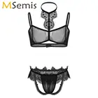 Сексуальное нижнее белье для мужчин, трусики-стринги из прозрачной сетки с кружевной отделкой