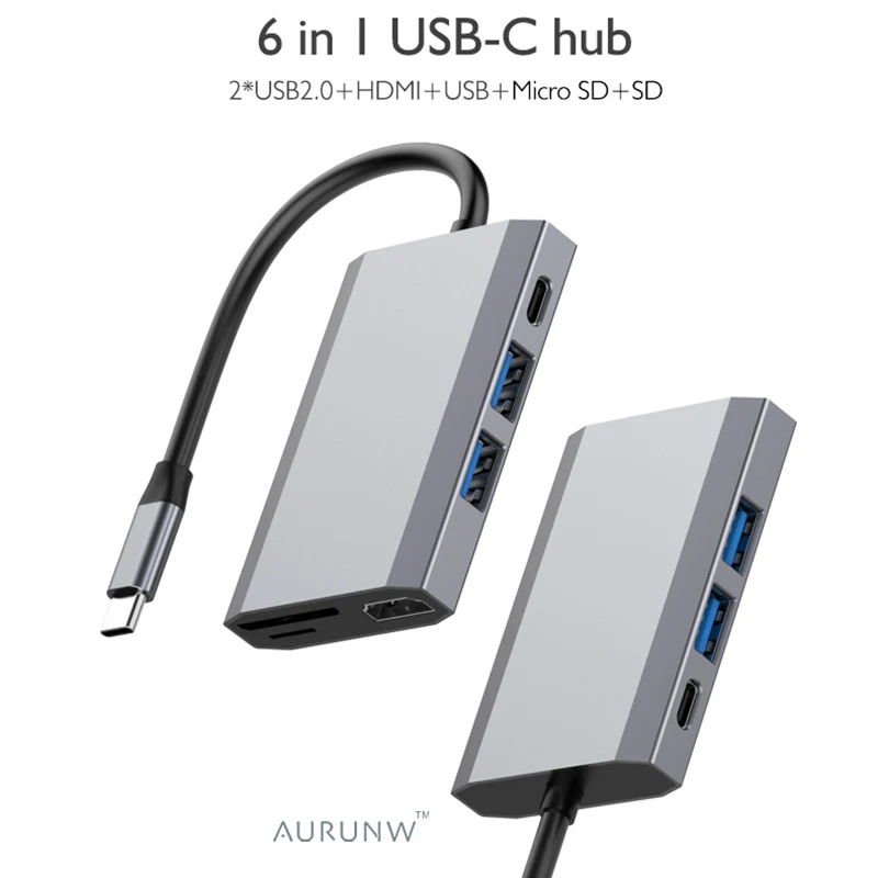 

AURUNW USB HUB C HUB to Multi USB 3.0 HDMI Adapter Dock for MacBook Pro Accessories USB-C Type C 3.1 Splitter 3 Port USB C HUB