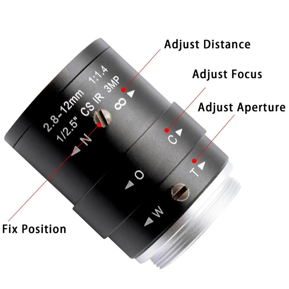 Megapixel 2 8 12 мм варифокальный HD объектив камеры безопасности Ручной зум и фокус CS