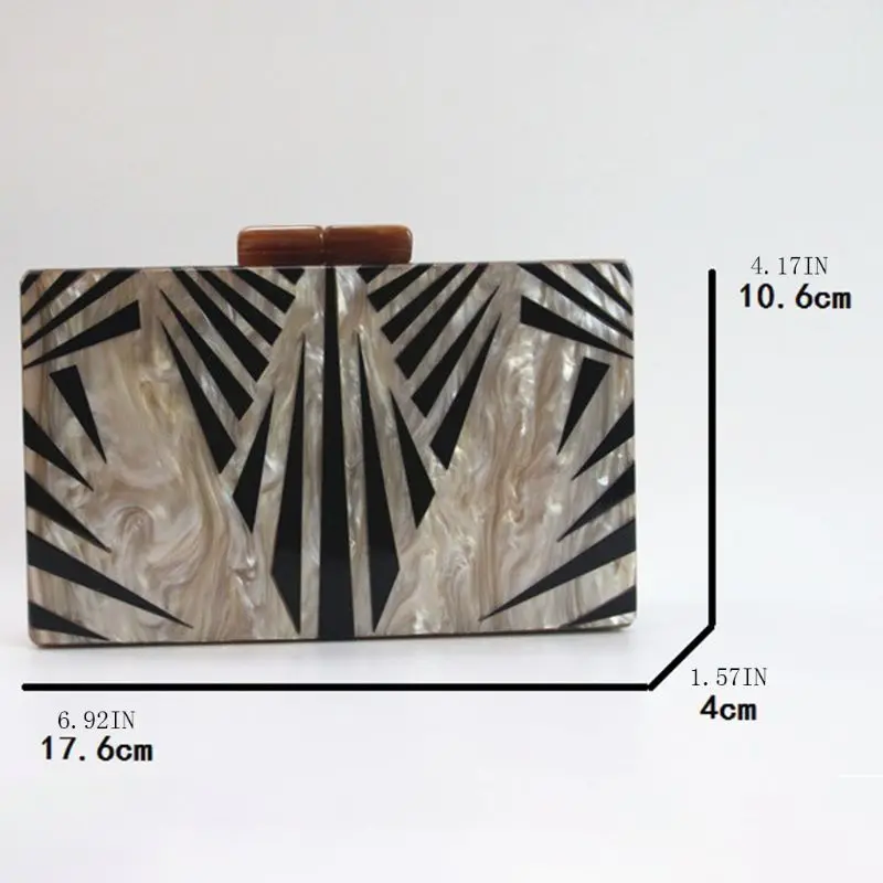 

Women Geometric Patchwork Clutch Evening Bag Bridal Party Purse Acrylic Handbag New 2021