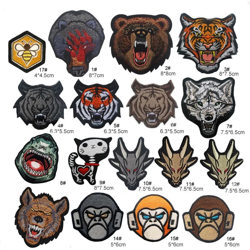 

Hot Fabric Embroidered PVC badge Patch Tiger Bear Wolf Animal Military Patches Tactical Combat Emblem Applique