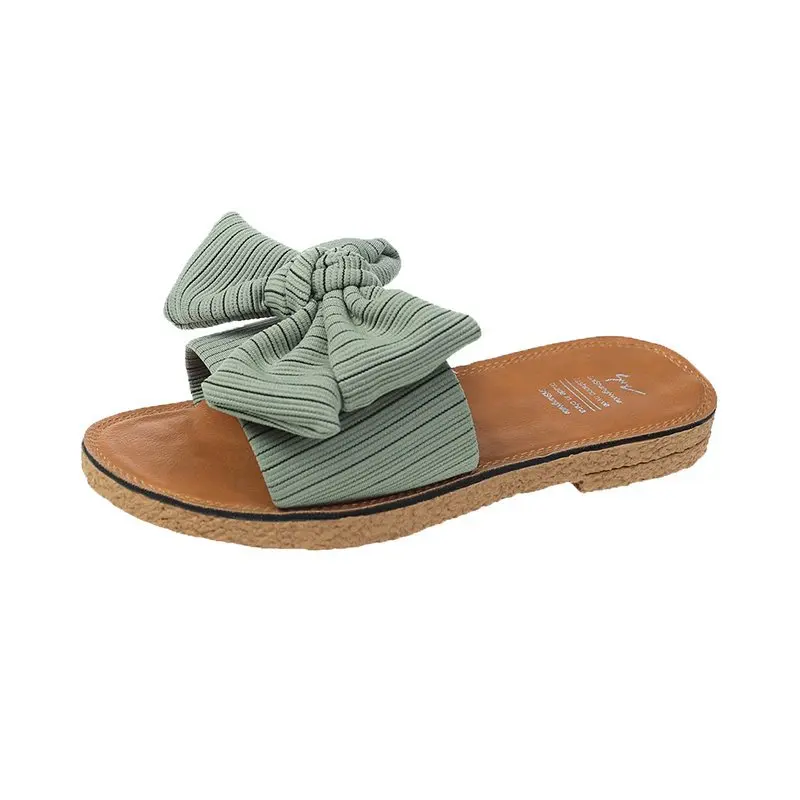 

Shoes Woman 2021 Butterfly-Knot Slippers Casual Low Shale Female Beach Pantofle Luxury Rubber Sabot New Flat Summer Butterfly-kn