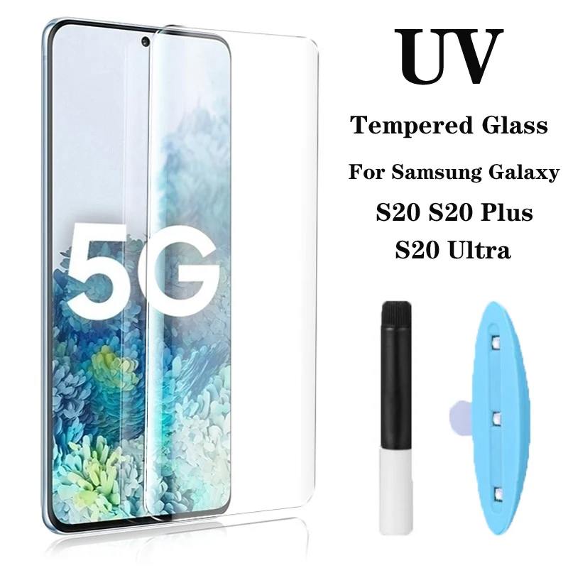 УФ жидкий Полный Клей закаленное стекло пленка для Samsung Galaxy Note 20 S20 Ultra S10 5G S8 S9 plus 8 9