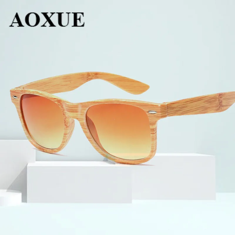 AOXUE роскошные солнцезащитные очки женские имитация дерева бамбуковое покрытие