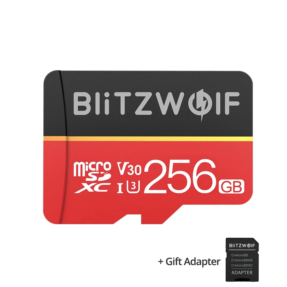 256 ГБ BlitzWolf BW-TF1 класс 10 UHS-1 16 ГБ 32 ГБ UHS-3 V30 64 Гб 128 Гб Micro SD карта памяти с адаптером - Емкость: 256 ГБ