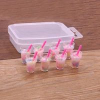 8pcs pink 91018mm simulation resin 3d pearl milk tea cup charm with box plastic material for diy jewelry necklace making