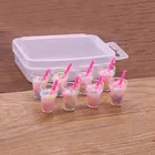 8 шт Розовый 9*10*18 мм имитация смолы 3d жемчуг молочный чай чаша Шарм с коробкой пластиковый материал для DIY ювелирных изделий ожерелье