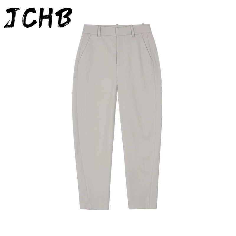 

JCHB 2021 New Spring And Summer Fashion Casual High Waist Solid Color Loose Button Straight Long Pants Women SH490