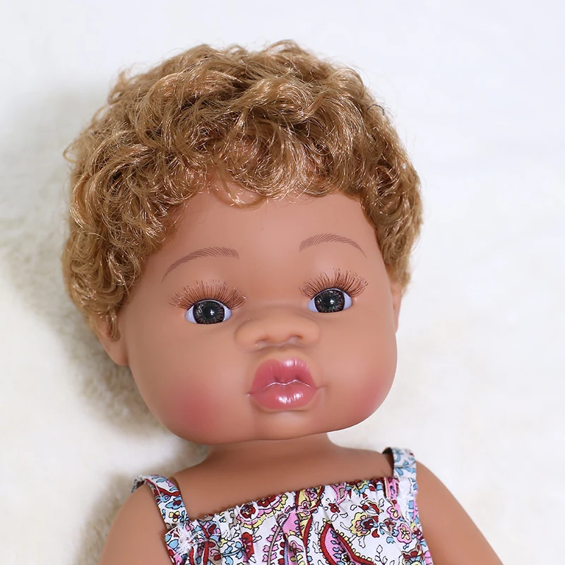 

35CM Reborn Black Doll Full Body Silicone Vinyl Baby Toy, Soft and Realistic Newborn Baby Toys for Boys and Girls, Christmas Gif