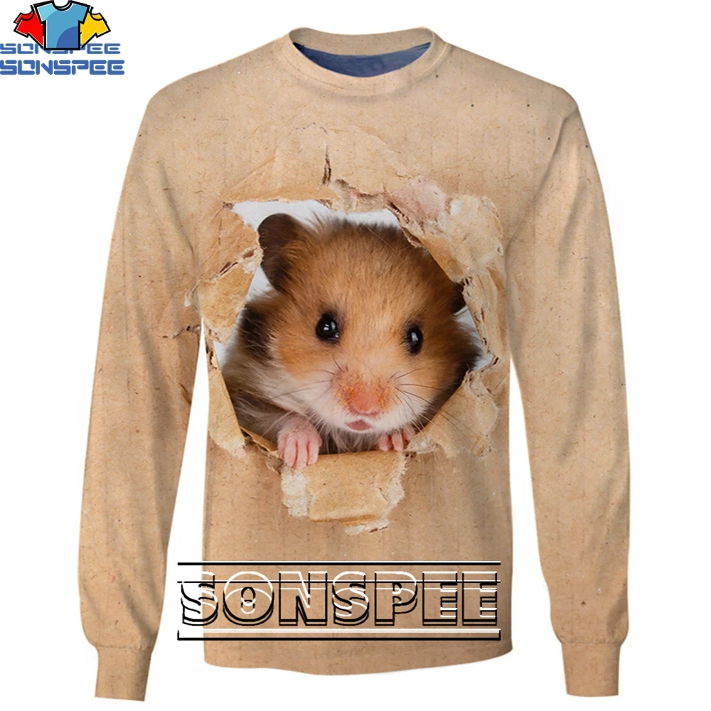 

SONSPEE 3D Animal Squirrel Fashion Casual Loose Round Neck Sweater Men and Women Popular Cute Trend Personality Harajuku Style