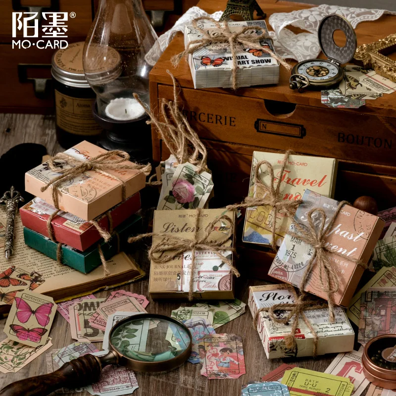

Cloth Paper Box Memo Pad Diary Stationery Creative Hand Account Material Notes Planner Scrapbooking Vintage Decorative DIY Paper