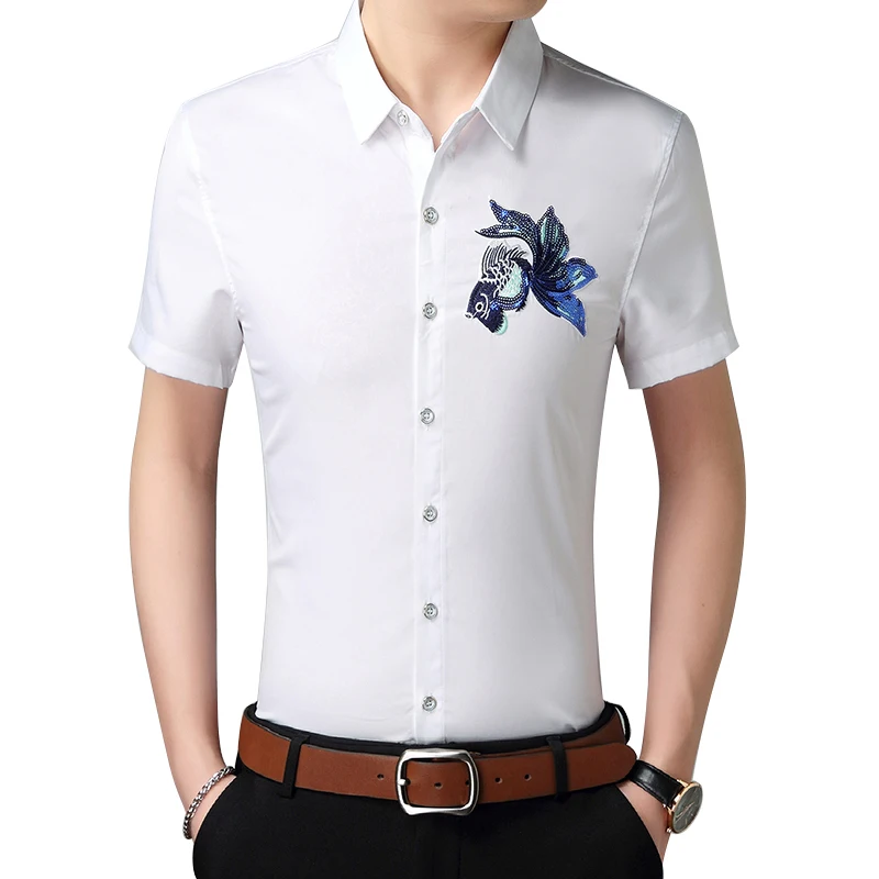 2020 мужская одежда новая летняя рубашка с коротким рукавом Повседневная Тонкая 3D