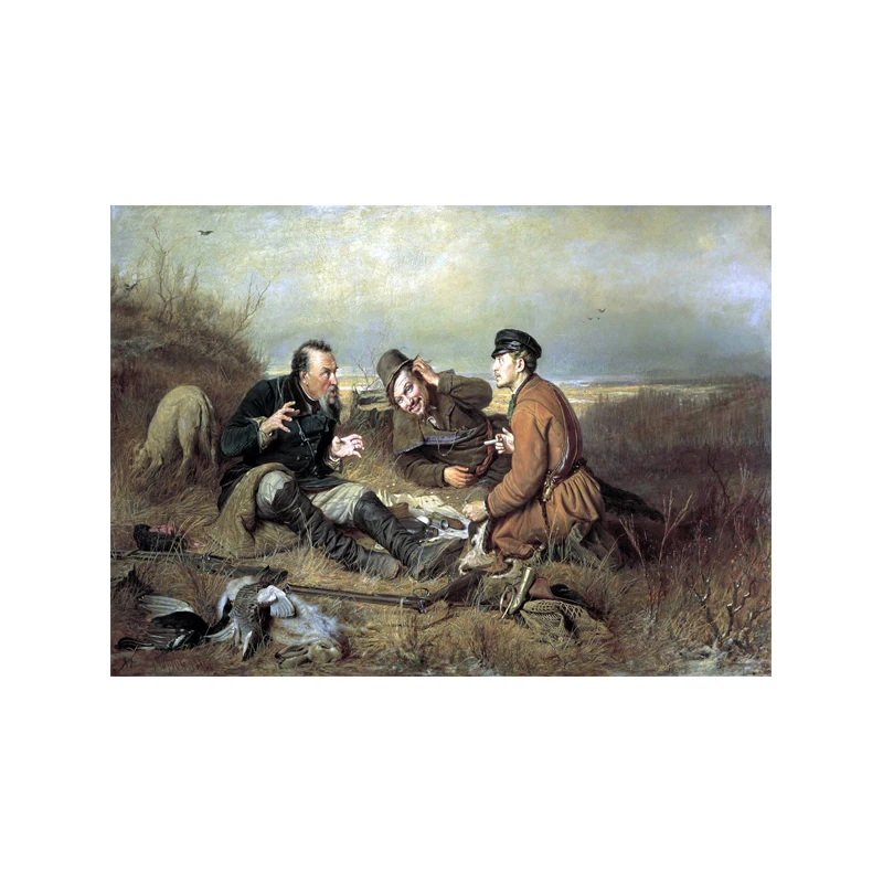 OUCAG охотники отдыхают от известного русского художника холст живопись винтажный