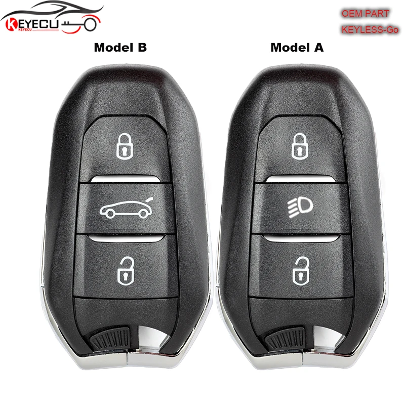 

KEYECU OEM БЕСКЛЮЧЕВОЙ Go 434 МГц IM3A Hitag AES NCF29A1 чип умный дистанционный ключ для автомобиля 3 кнопки для Peugeot 5008 508 2020