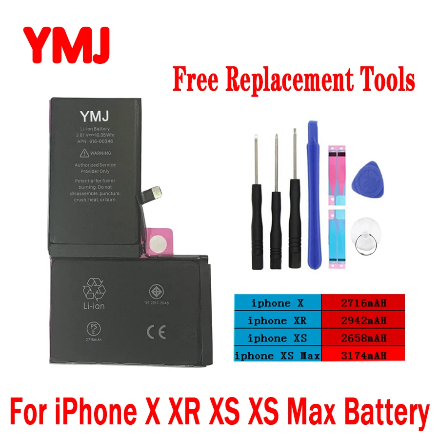 Мобильный телефон батарея для iPhone X XR XS MAX Высокая емкость внутренняя Замена