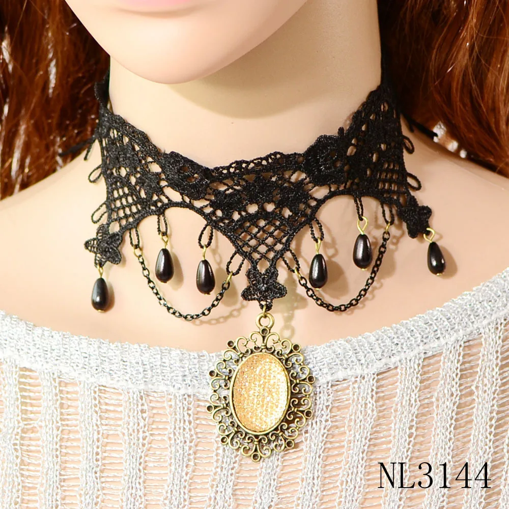 Модный новый черный ошейник с подвеской в виде каплевидной бусины чокер ожерелье