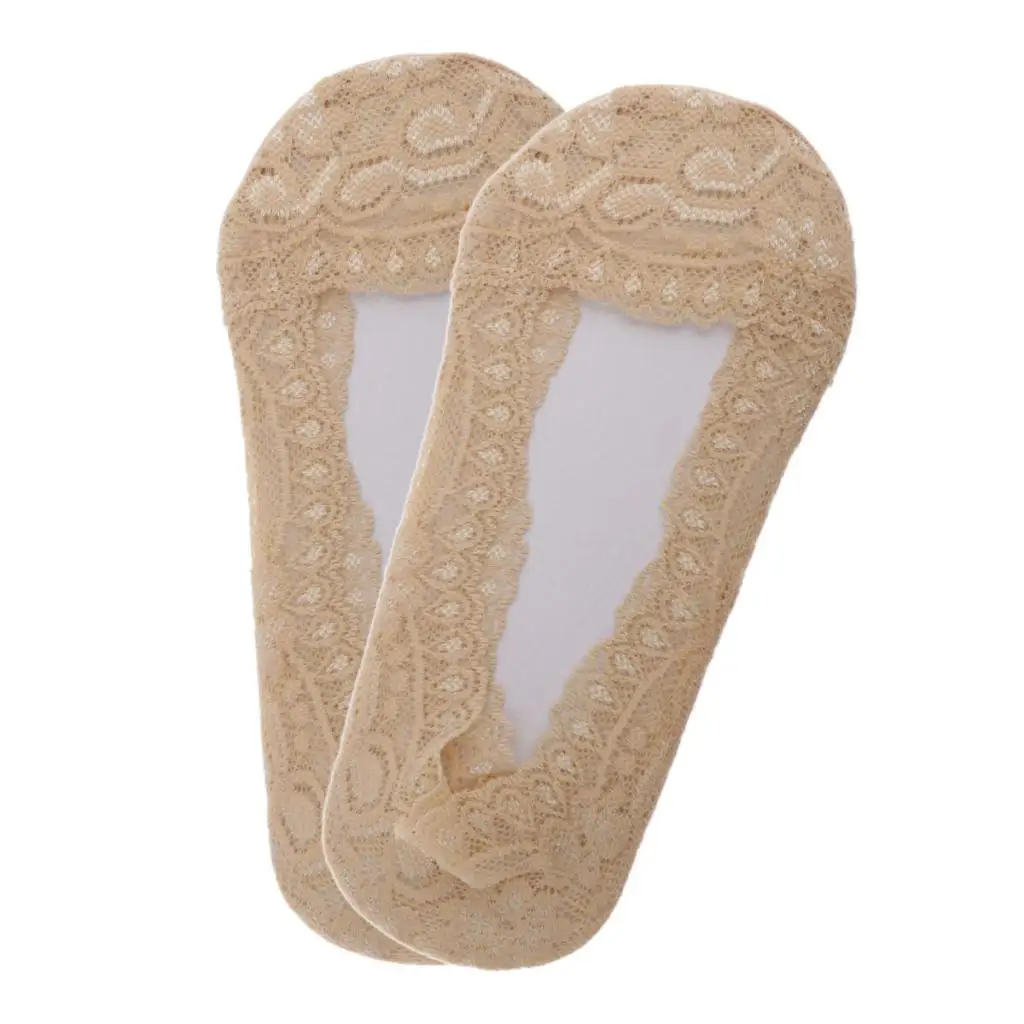 2 пары повседневные тонкие нескользящие носки с кружевом|Носки-следки| |