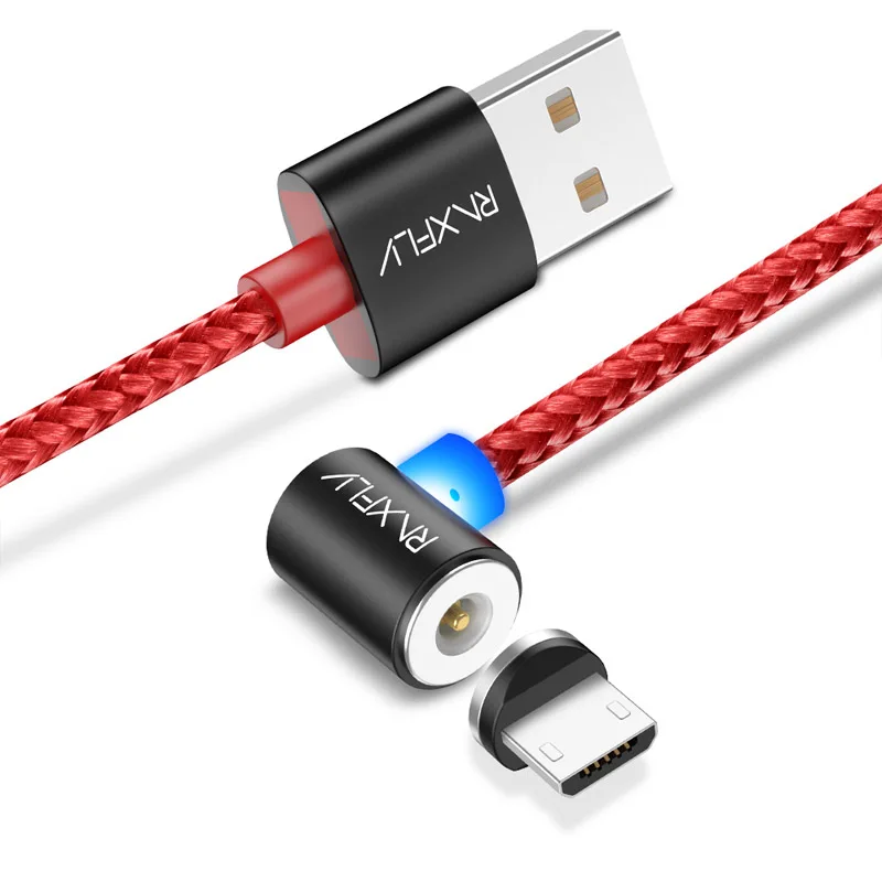 RAXFLY Магнитный зарядный кабель для iPhone Nokia 7 8 6 плюс 5 5S магнит Lightning/зарядка через usb провод Micro USB шнур Тип C магнитная зарядка для зарядка для айфона - Цвет: Black and Red-2