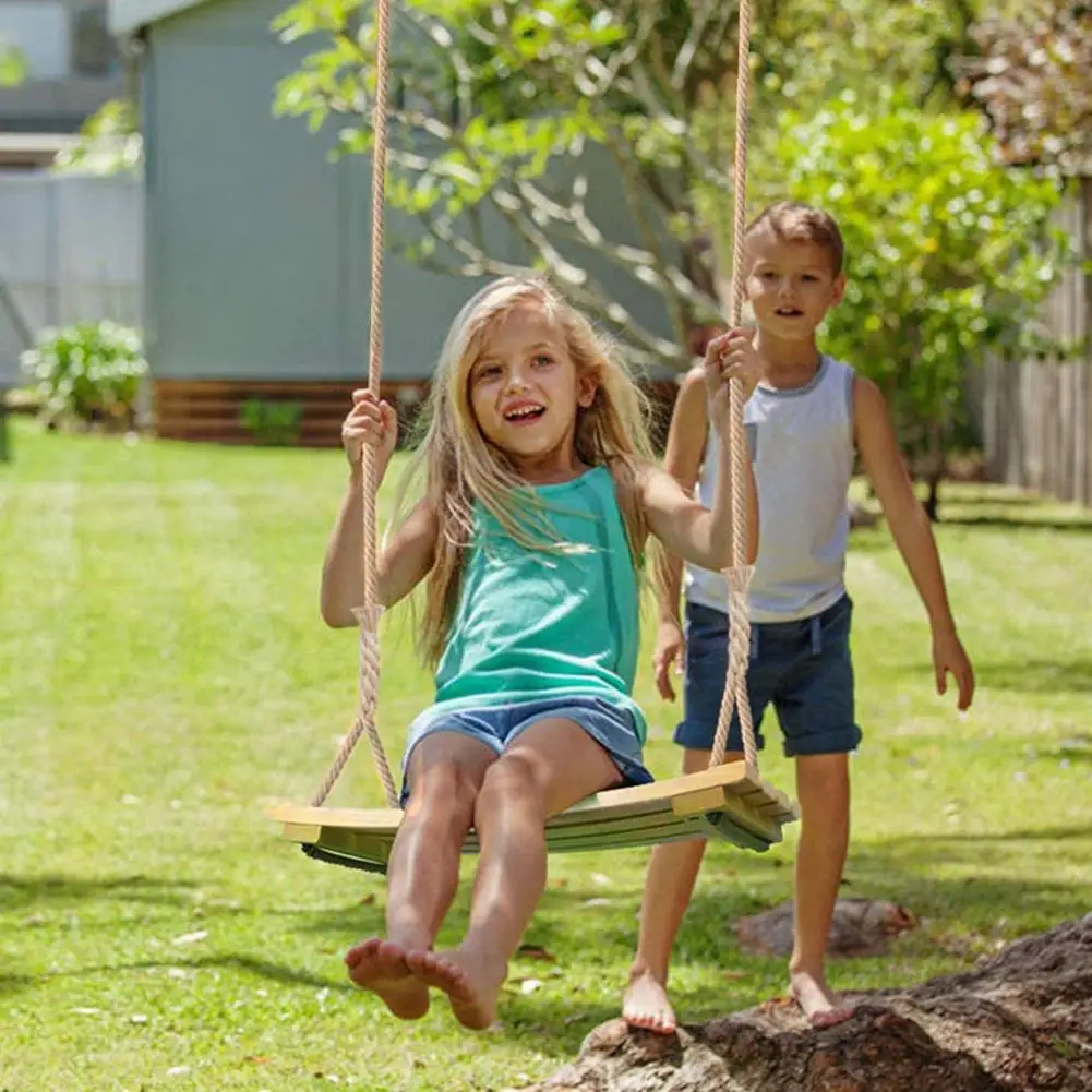 

Rope Swing Wooden Curved Board Swing Chair Thick Seat With Adjustable Ropes Outdoor Park Garden Playground Children Kid Toy