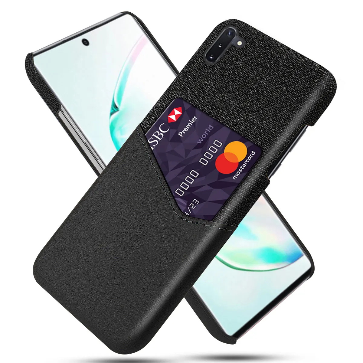 

for samsung note 10 plus phone case phone protective leather calfskin pattern card sticker