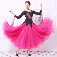 pink ballroom competition dance dresses women 2022 new summer lady long sleeve standard waltz ballroom dance dresses