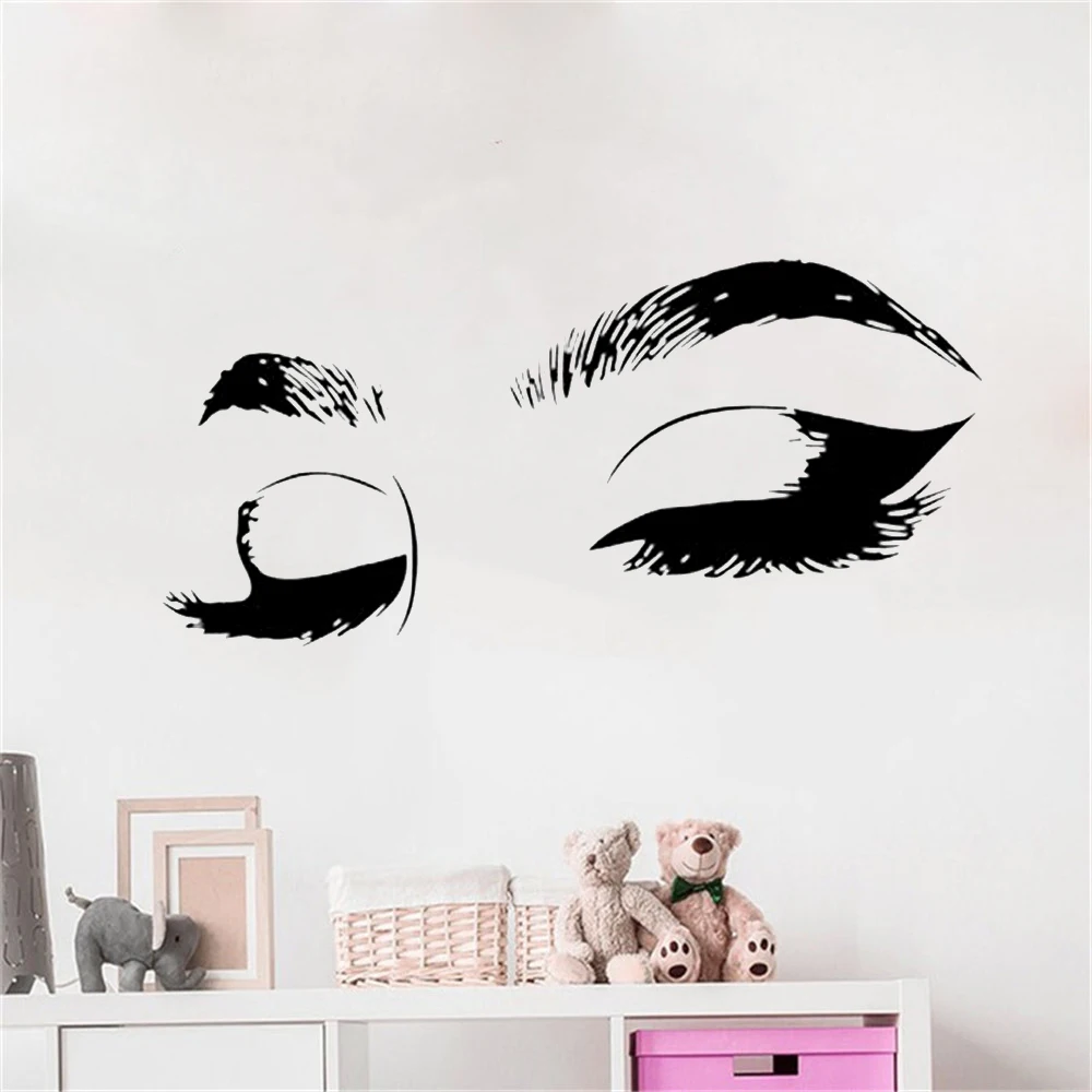 Черные красивые глаза длинные ресницы настенные наклейки макияж девушки брови