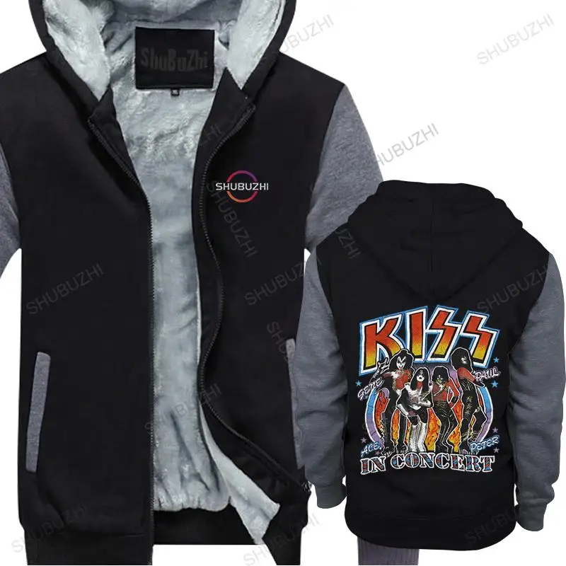 

men black winter sweatshirt cotton hoody brand clothing KISS IN CONCERT unisex oversized thick hoodie loose style pullover