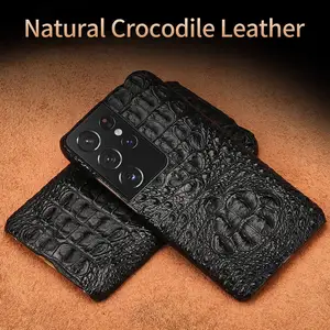 langsidi luxury crocodile phone case for samsung galaxy s21 ultra s20fe coque genuine leather cover for galaxy s21 plus note 20
